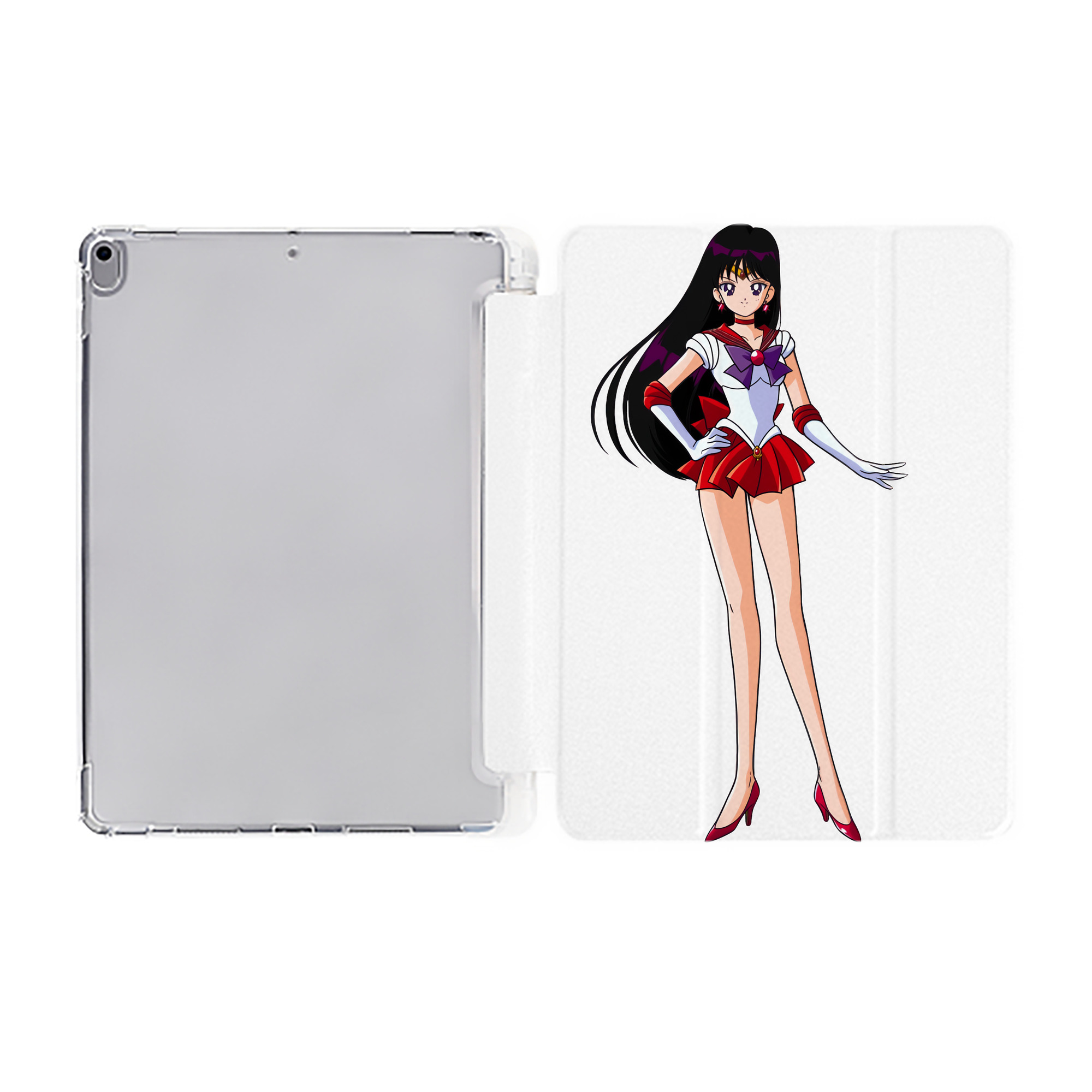 （画像用） 美少女戦士セーラームーン 火野レイ ひの レイ Sailor Moon Hino Rei （セーラーマーズ,Sailor Mars） IPad ケース ペン収納付き 三つ折りスタンド PUレザー×シリコン 対応機種9.5/10.5/10.9インチ